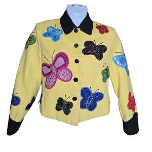 VINTAGE Anage‎ butterfly applique button up collared clowncore jacket blazer S